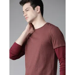 Roadster Men Rust Red Solid Round Neck T-shirt-picture-19