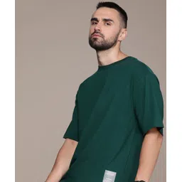 roadster Men Solid Round Neck Pure Cotton Green T-Shirt-picture-38