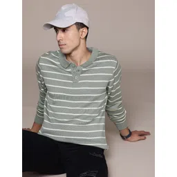 roadster Men Striped Round Neck Grey Sweater-picture-11