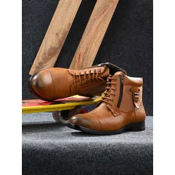 Roadster Men Tan Brown Solid Comfort-Fit Regular Boots-picture-36