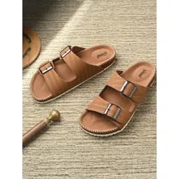 Roadster Men Tan Comfort Synthetic Suede Slip-On Flat Sandals-picture-16