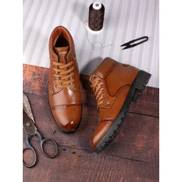 Roadster Men Tan Perforated Round Toe Regular Boots-picture-12