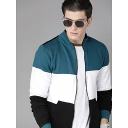 Roadster Men Teal Blue & White Colourblocked Sweatshirt-picture-23