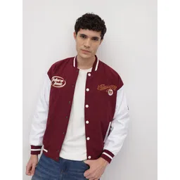 Roadster Men Typography Varsity Jacket with Embroidered-picture-32