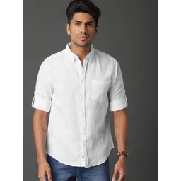 Roadster Men White Cotton Linen Sustainable Shirt-picture-17