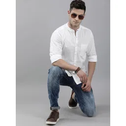 Roadster Men White Mandarin Collar Casual Shirt-picture-34