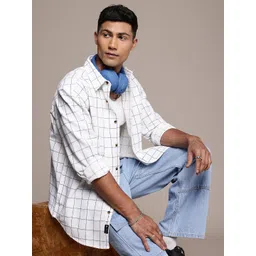 Roadster Men Windowpane Checked Casual Shirt-picture-18