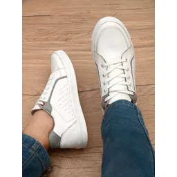 Roadster Men's White-Grey Faux Leather Round Toe Lace up Smart Casual Sneakers-picture-39