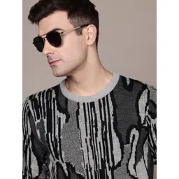 Roadster Monochrome Abstract Design Pure Acrylic Sweater-picture-15