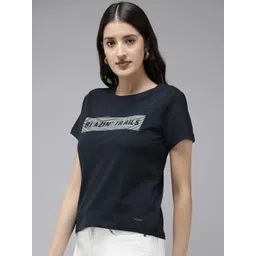 Roadster Pure Cotton Typography Printed Casual T-shirt image 3