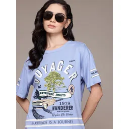 Roadster The Life Co. Graphic Printed Relaxed Fit Pure Cotton T-shirt-picture-35