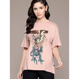 Roadster The Life Co. Graphic Printed Relaxed Fit Pure Cotton T-shirt-picture-27