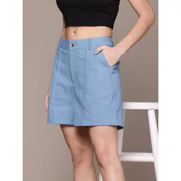 Roadster The Life Co. Women Pintuck Detailed Pure Cotton Shorts-picture-24