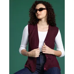 Roadster The Lifestyle Co. Cable Knit Self Design V Neck Woollen Cardigan Sweater-picture-37