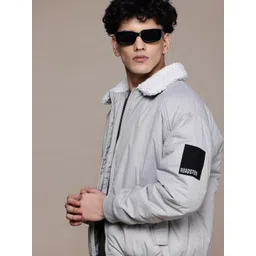 Roadster The Lifestyle Co. Fleece Detail Spread Collar Bomber Jacket-picture-26
