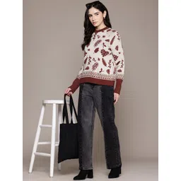 Roadster The Lifestyle Co. Floral Self Design Pullover-picture-37