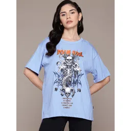 Roadster The Lifestyle Co. Printed Drop-Shoulder Sleeves Pure Cotton T-shirt-picture-13