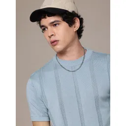 Roadster The Lifestyle Co Self-Striped Pure Cotton T-shirt-picture-36