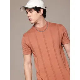 Roadster The Lifestyle Co Self-Striped Pure Cotton T-shirt-picture-18