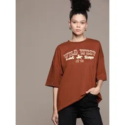 Roadster The Lifestyle Co. Typography Printed Oversized T-shirt-picture-11