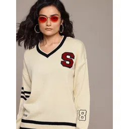 Roadster The Lifestyle Co Women Pullover with Applique Detail-picture-27