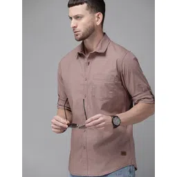 Roadster Twilight Mauve Slim Fit Casual Shirt-image-5
