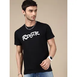 Roadster Typography Printed Round Neck Pure Cotton T-Shirt image 3
