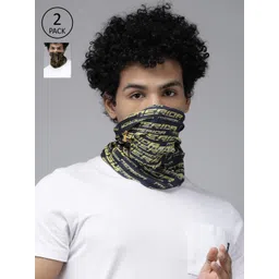 Roadster Unisex Pack Of 2 Brown & Navy Blue Printed Neck Gaiters-picture-11