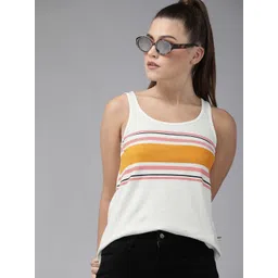 Roadster White  Yellow Striped Tank Top-picture-37