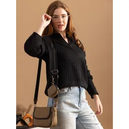 Roadster Women Acrylic Shirt Collar Pullover-picture-39