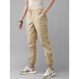 Roadster Women Beige Regular Fit Solid Joggers-picture-40