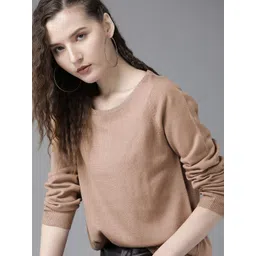Roadster Women Beige Solid Pullover Sweater-picture-38