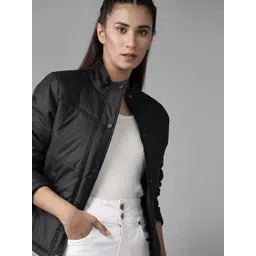 Roadster Women Black Solid Padded Jacket-picture-18