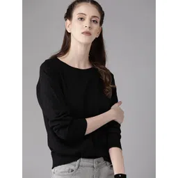 Roadster Women Black Solid Pullover-picture-35