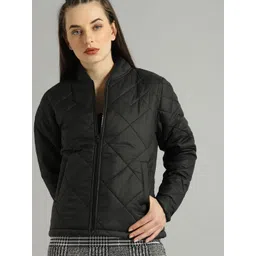 Roadster Women Black Solid Quilted Jacket-picture-31
