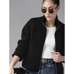 Roadster Women Black Solid Sherpa Jacket-picture-35