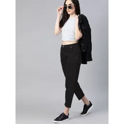 Roadster Women Black Straight Fit Workwear Inspired Stretchable Cropped Jeans-picture-39