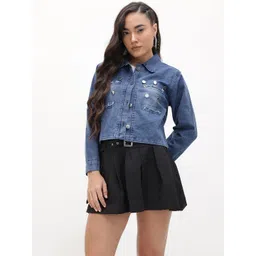 Roadster Women Blue Denim Denim Jacket-picture-31