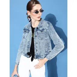 Roadster Women Blue Washed Denim Jacket-picture-33