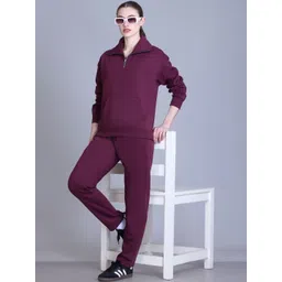 Roadster Women Burgundy Fleece Co-ord Set-picture-31