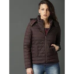 Roadster Women Burgundy Solid Padded Jacket-picture-28