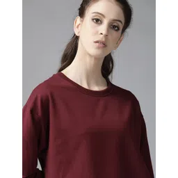 Roadster Women Burgundy Solid Sweatshirt-picture-13