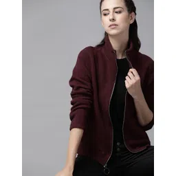 Roadster Women Burgundy Solid Sweatshirt-picture-22