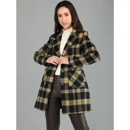 Roadster Women Checked Polyester Regular Fit Trench Coat-picture-20