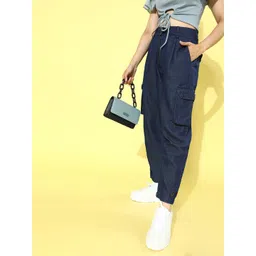 Roadster Women Deep Navy Blue High-Rise Boyfriend Fit Cropped Jeans-picture-29