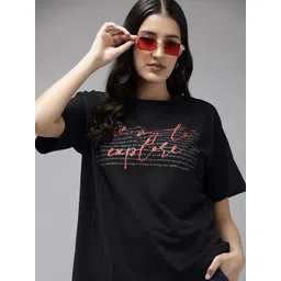 Roadster Women Graphic Printed Drop-Shoulder Sleeves Bio Finish T-shirt-picture-40