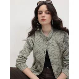 Roadster Women Green Wool Cardigan Sweaters-picture-12