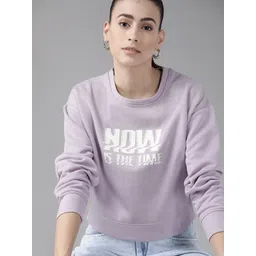 Roadster Women Lavender & White Typography Printed Sweatshirt-picture-16