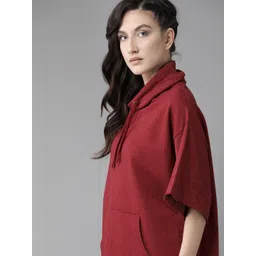 Roadster Women Maroon Self Design Sweatshirt-picture-40