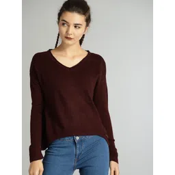 Roadster Women Maroon Solid Pullover-picture-37